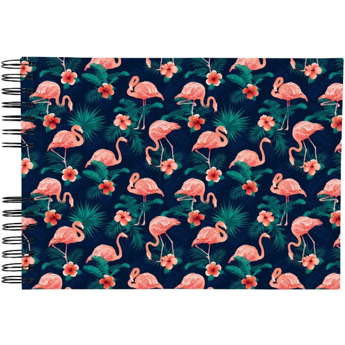 Exacompta 16703E Álbum espiral FLAMINGO 23x16 cm 50 páginas blanco azul noche
