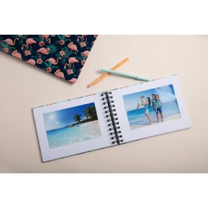 Exacompta 16703E Álbum espiral FLAMINGO 23x16 cm 50 páginas blanco azul noche