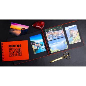Exacompta 16783E Álbum de fotos con encuadernación en espiral 50 páginas negro Musicart rojo