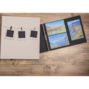 Exacompta 16825E Álbum de fotos encuadernado en espiral 32x22 cm 50 páginas negro Rosa