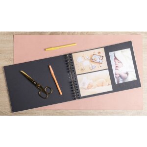 Exacompta 16825E Álbum de fotos encuadernado en espiral 32x22 cm 50 páginas negro Rosa