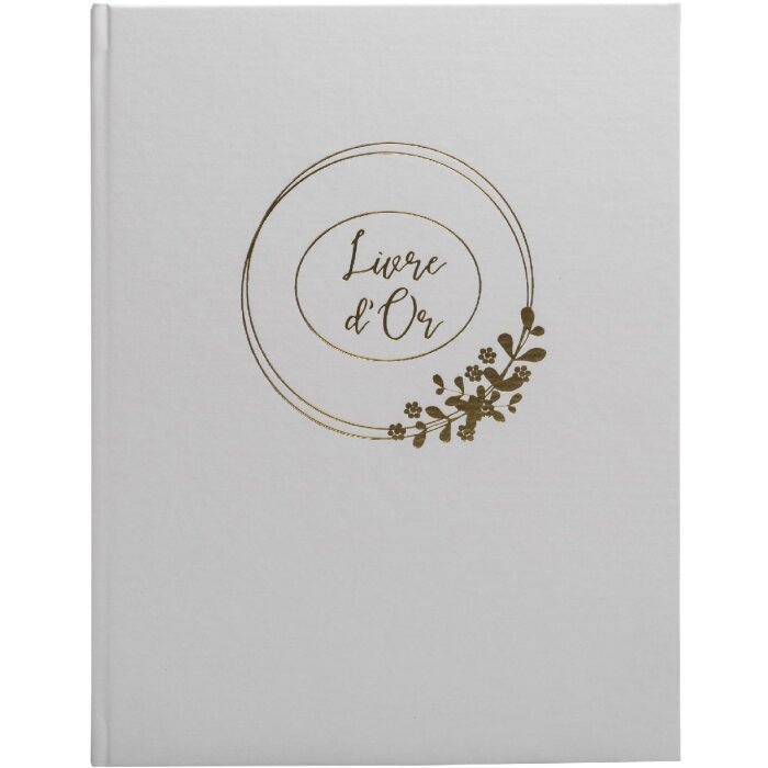 Exacompta Libro de Visitas Ringflower Oro Blanco ribete 100 páginas 27x22 cm