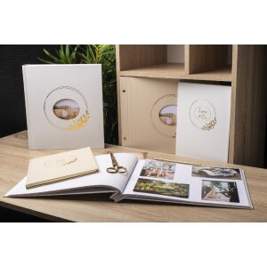 Exacompta Libro de Visitas Ringflower Oro Blanco ribete 100 páginas 27x22 cm