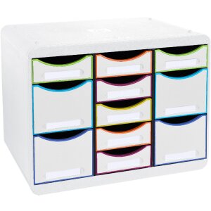 Exacompta cajonera STORE BOX MULTI 11 cajones abiertos Blanco/Harlequín