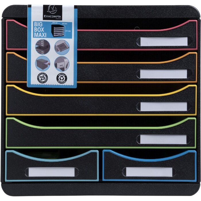 Exacompta cajonera BIG BOX MAXI 6 cajones abiertos Negro Oficina Negro