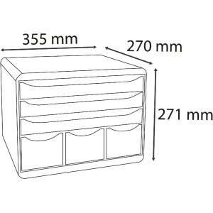 Exacompta STOREBOX cajonera 6 cajones abiertos Negro Brillante