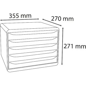 Exacompta 3087213D Cajonera Big Box Plus Horizon formato apaisado 5 cajones