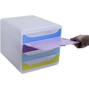 Exacompta 310399D Cajonera Big Box 4 compartimentos Chromaline colores surtidos
