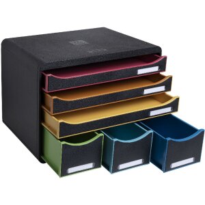 Exacompta 306914D Cajonera STOREBOX 6 cajones abiertos Negro Arlequín