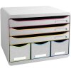 Exacompta 306913D Cajonera 6 cajones abiertos Negro Oficina Blanco Arlequín