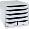 Exacompta cajonera Big Box Maxi 6 compartimentos gris claro para organización de oficina