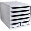 Exacompta cajonera Big Box Maxi 6 compartimentos gris claro para organización de oficina