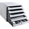 Exacompta cajonera Big Box Maxi 6 compartimentos gris claro para organización de oficina