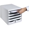 Exacompta cajonera Big Box Maxi 6 compartimentos gris claro para organización de oficina