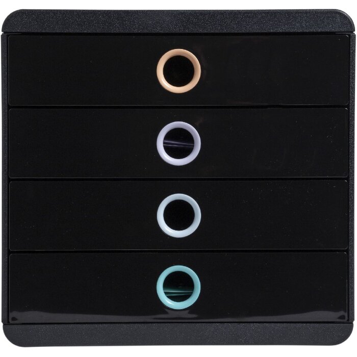 Exacompta 314496D Cajonera Aquarel 4 compartimentos A4+ negro colores surtidos