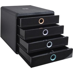 Exacompta 314496D Cajonera Aquarel 4 compartimentos A4+ negro colores surtidos