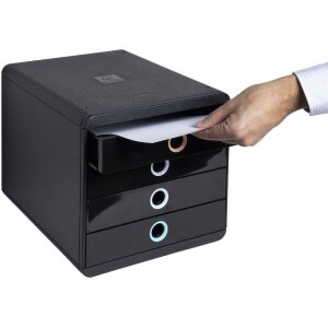 Exacompta 314496D Cajonera Aquarel 4 compartimentos A4+ negro colores surtidos