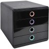 Exacompta 314496D Cajonera Aquarel 4 compartimentos A4+ negro colores surtidos