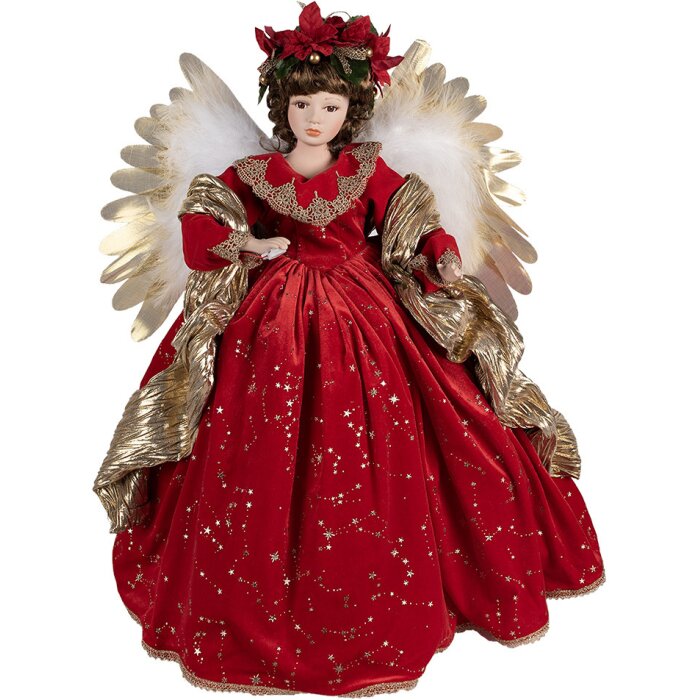 Clayre & Eef 50777 Decoración Ángel 50x30x65 cm Rojo Oro