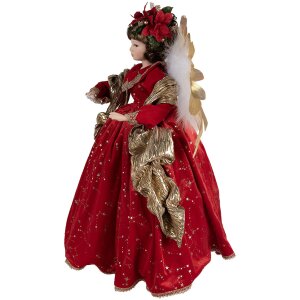 Clayre & Eef 50777 Decoración Ángel 50x30x65 cm Rojo Oro