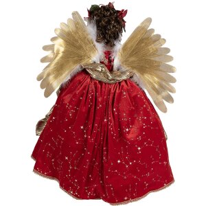 Clayre & Eef 50777 Decoración Ángel 50x30x65 cm Rojo Oro
