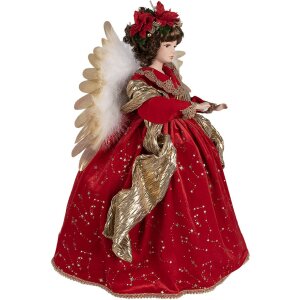 Clayre & Eef 50777 Decoración Ángel 50x30x65 cm Rojo Oro