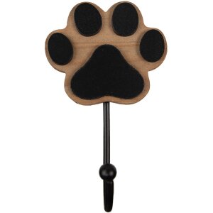 Clayre & Eef 65735 Gancho de pared perro pata marrón madera metal 9x5x14 cm estilo country