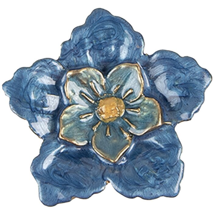 Clayre & Eef Pomo Puerta Flor Hierro Azul 4x3x4 cm