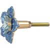 Clayre & Eef Pomo Puerta Flor Hierro Azul 4x3x4 cm
