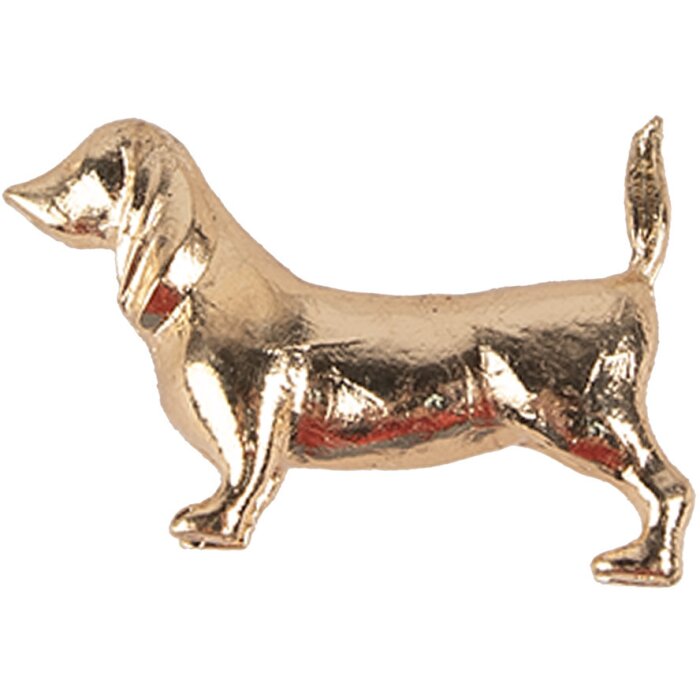 Pomo Puerta Clayre Eef Perro Hierro Dorado 6x4x4 cm Estilo Vintage