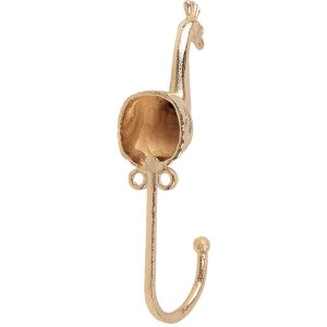 Clayre Eef Gancho de Pared Pavo Real Dorado 5x3x14 cm Hierro Estilo Vintage Gancho Decorativo