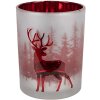 Clayre & Eef 6GL4665 Set de 3 Portavelas Blanco Rojo Ø7x8 Ø9x10 Ø10x12 cm