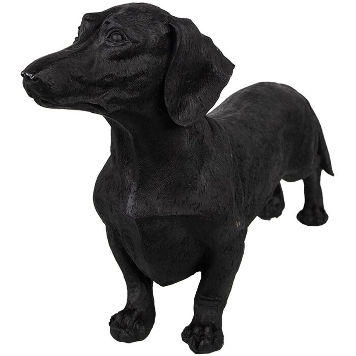 Clayre & Eef 6PR5070 Decoración Perro Negro 37x11x23 cm Poliresina