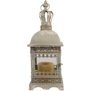 Clayre & Eef 6Y5586 Farol Hierro Vidrio Gris Verde 20x20x51 cm Estilo Antiguo
