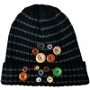 Juleeze JZKCA0006Z Gorro infantil negro con rayas y botones grises