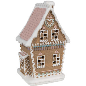 Clayre Eef Casa de Navidad de Poliresina Marrón con LED 13x10x21 cm