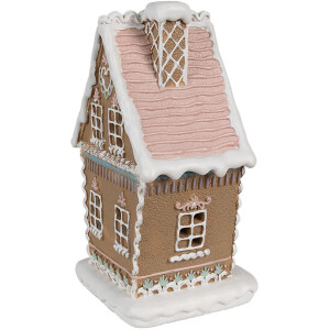 Clayre Eef Casa de Navidad de Poliresina Marrón con LED 13x10x21 cm