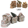 Clayre Eef Decoración navideña LED tren pan de jengibre marrón 30x7x12 cm poliresina