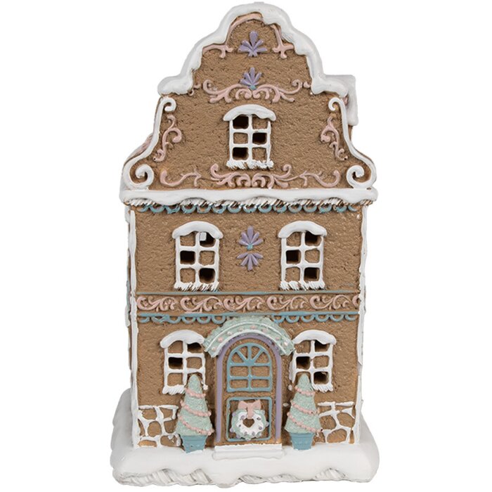 Clayre & Eef Casa de pan de jengibre con LED 12x9x20 cm Poliresina Navideña
