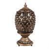 Clayre Eef Linterna LED Cristal color bronce Boho Ø 10x20 cm 2xAAA pilas