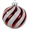 Clayre Eef Christmas bauble glass red white Ø10 cm Decoración clásica para el árbol de Navidad