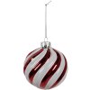 Clayre Eef Christmas bauble glass red white Ø10 cm Decoración clásica para el árbol de Navidad
