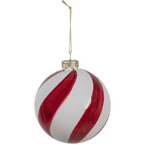 Clayre Eef Christmas bauble Ø12cm rojo blanco cristal decoración árbol de Navidad clásico elegante