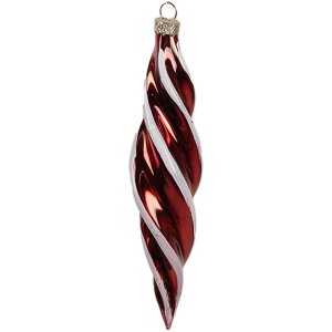 Clayre & Eef Adorno de Navidad 4x17 cm cristal rojo blanco forma retorcida