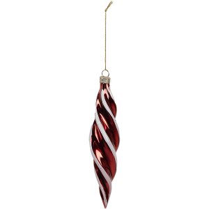 Clayre & Eef Adorno de Navidad 4x17 cm cristal rojo blanco forma retorcida