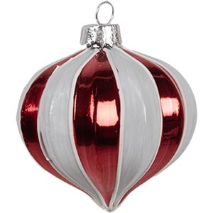 Clayre Eef Adorno de Navidad Ø 8x8 cm Vidrio Rojo Blanco Diseño Clásico