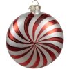 Clayre Eef Adorno de Navidad de Cristal Rojo Blanco 8x3x8 cm Decoración Clásica de Navidad