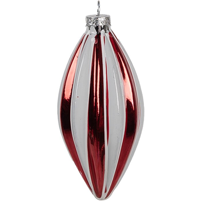 Clayre Eef 6GL4638 Adorno de Navidad Ø 6x13 cm de vidrio rojo blanco Decoración para el árbol de Navidad