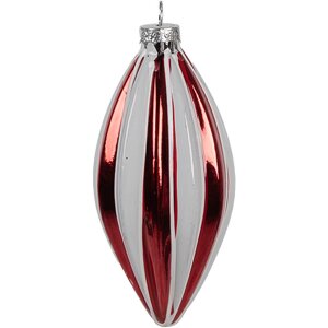 Clayre Eef 6GL4638 Adorno de Navidad Ø 6x13 cm de vidrio rojo blanco Decoración para el árbol de Navidad