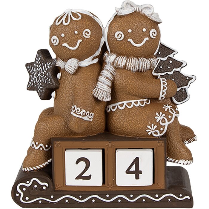 Clayre Eef decoración navideña figura hombre de jengibre 11x4x13 cm marrón